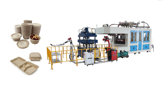 Intelligente Wegwerf- Papier- Massen-Gestaltungsnahrungsmittel-Tray Producing Machine With Two-Roboter-Arme