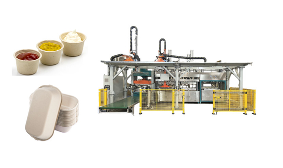 Intelligentes Papier formte Schnellimbiss-Tray Production Line With Doubles Unbleach gehenden Roboter-Arm